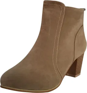 oiangi Womens Chunky Heel Snow Boots Fashion Buckle Strap Solid Color Round Toe Side Zipper Square Heel Short Boot Comfortable Keep Warm Casual Shoes