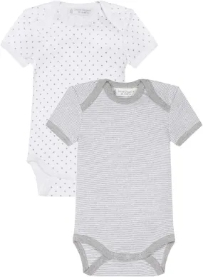 Organic Baby Clothes  Gender Neutral Infant Onesie Bodysuit with Short Sleeves, GOTS Cotton (2 Pack, 6-9 months)