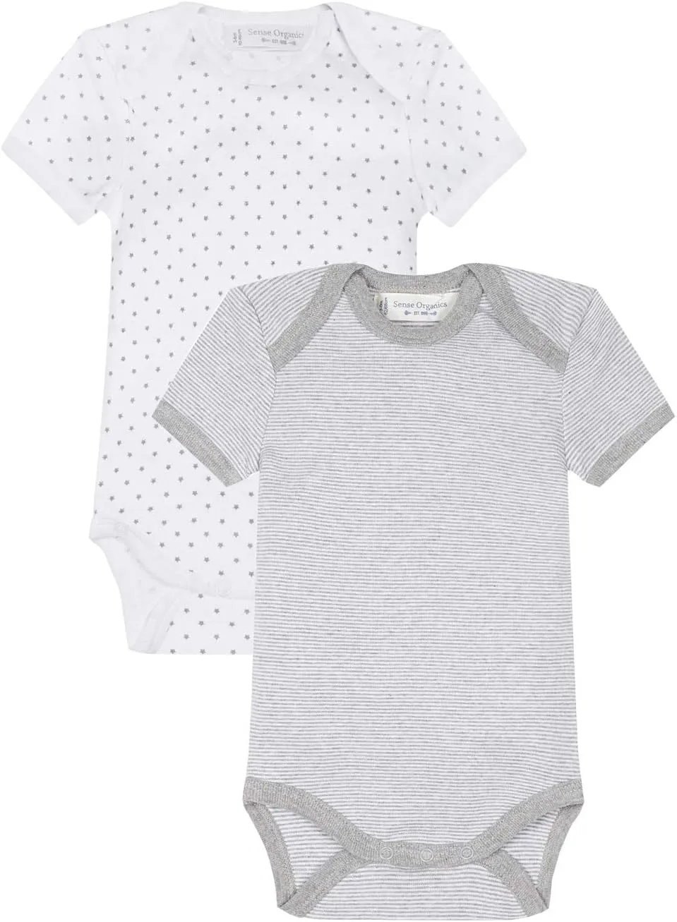 Organic Baby Clothes  Gender Neutral Infant Onesie Bodysuit with Short Sleeves, GOTS Cotton (2 Pack, 6-9 months)