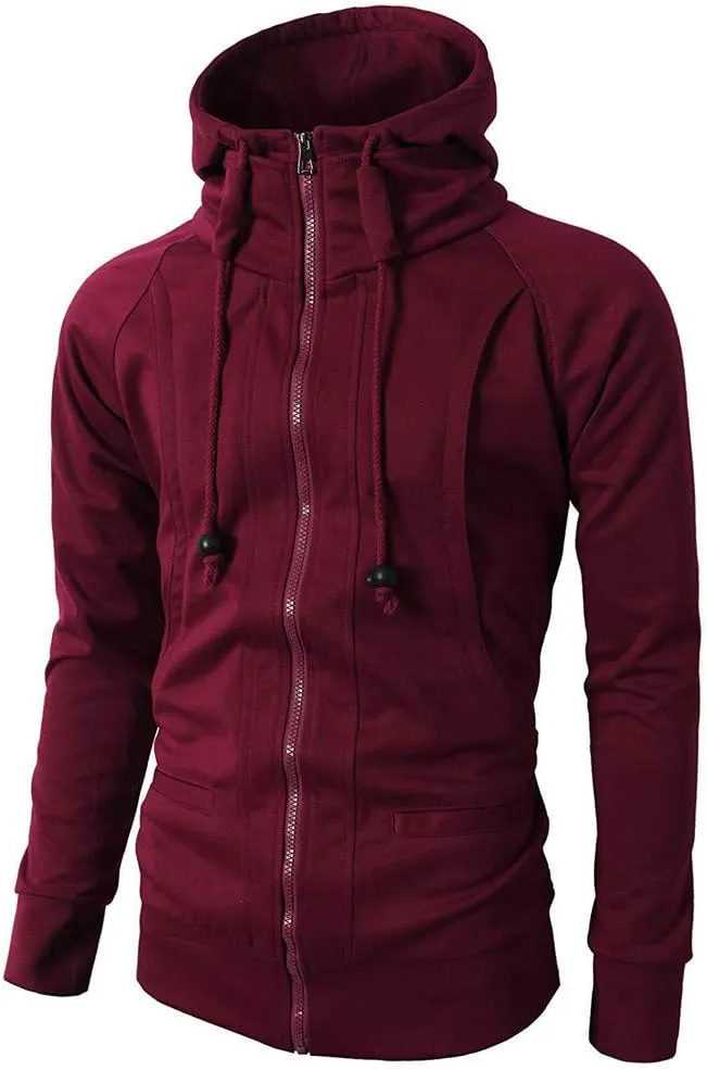 peqiut Mens Jacket Casual Long Sleeve Sport Hoodie Solid Color Mens Winter Jackets Fleece Zip Up Coats with Pockets Comfort