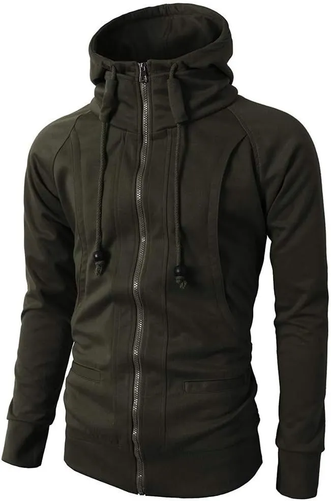 peqiut Mens Jacket Casual Long Sleeve Sport Hoodie Solid Color Mens Winter Jackets Fleece Zip Up Coats with Pockets Comfort