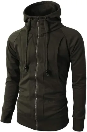 peqiut Mens Jacket Casual Long Sleeve Sport Hoodie Solid Color Mens Winter Jackets Fleece Zip Up Coats with Pockets Comfort