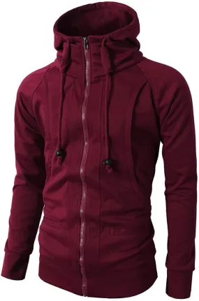 peqiut Mens Jacket Casual Long Sleeve Sport Hoodie Solid Color Mens Winter Jackets Fleece Zip Up Coats with Pockets Comfort