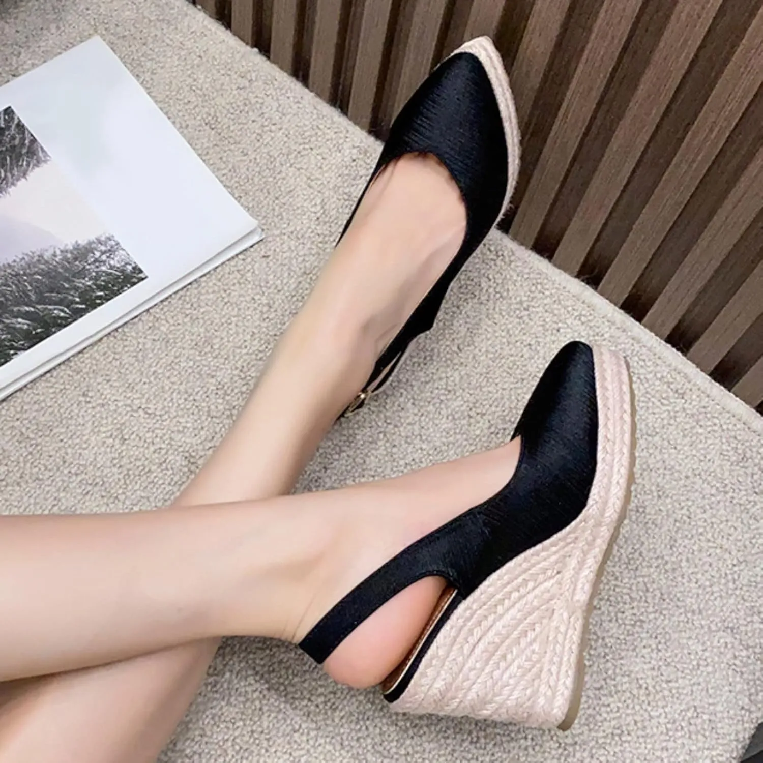 Platform Sandals Women's Ankle Strap Low Wedge Sandals Womens Sandals Womens Summer Open Toe Wedges Sandals