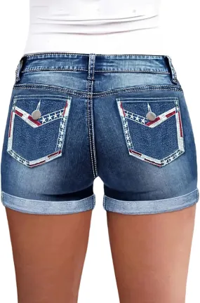 Plus Size Jean Shorts Womens High Rise Waisted Blue Jean Womens Stretchy Summer Shorts Cute Jeans Youth