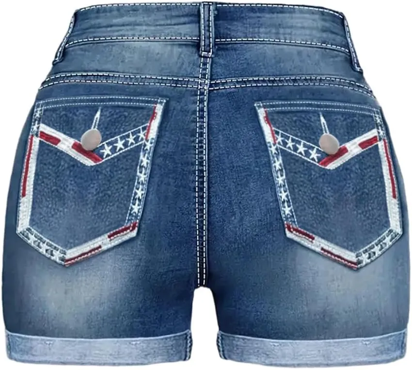 Plus Size Jean Shorts Womens High Rise Waisted Blue Jean Womens Stretchy Summer Shorts Cute Jeans Youth