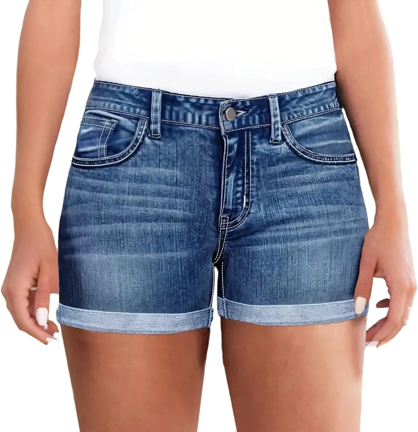 Plus Size Jean Shorts Womens High Rise Waisted Blue Jean Womens Stretchy Summer Shorts Cute Jeans Youth