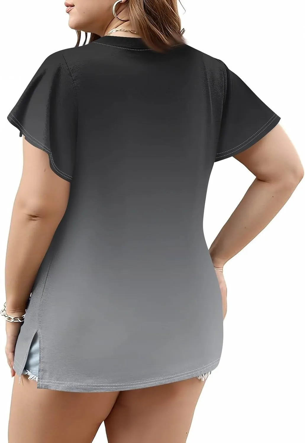 Plus Size Womens Shirts Casual Loose V Neck Short Sleeve Summer Tops Print Tee Boho Vacation Trendy Blouses 2025