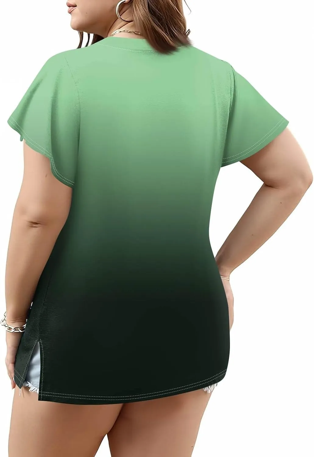 Plus Size Womens Shirts Casual Loose V Neck Short Sleeve Summer Tops Print Tee Boho Vacation Trendy Blouses 2025