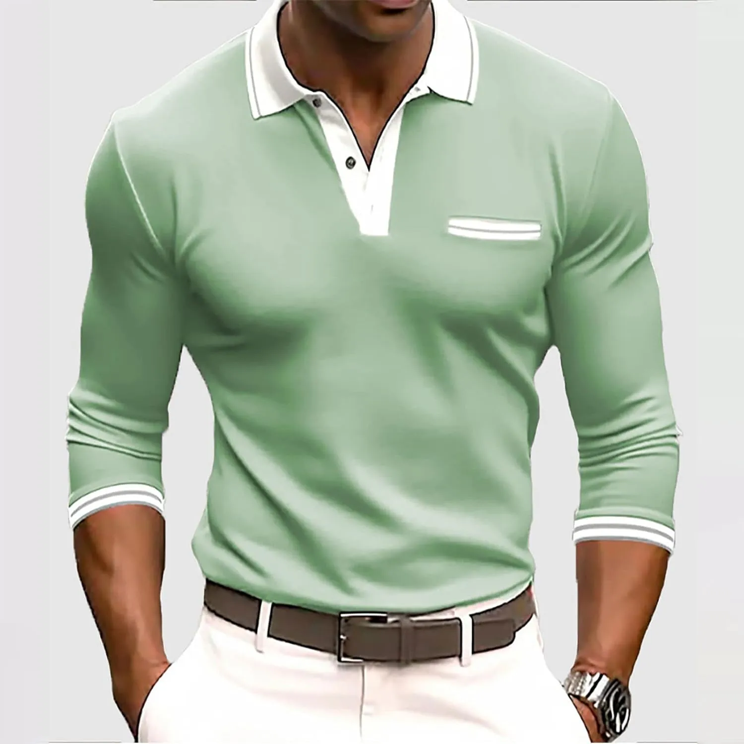 Polo Shirts for Men Zippered Long Sleeved Shirt Mens Sun Shirts Long Sleeve Purple Flannel Navy Blue Pants