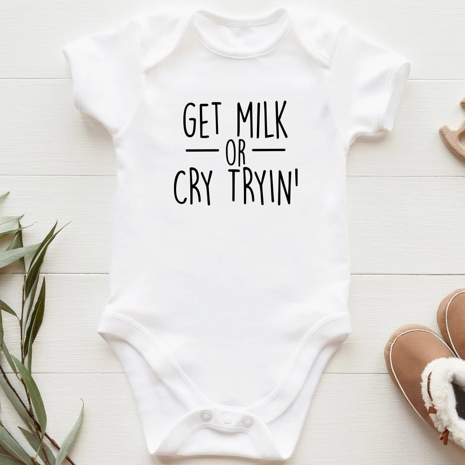 Printique Organic GOTS Certified Baby Onesie Unisex Bodysuit 0-18 months - Funny Quotes