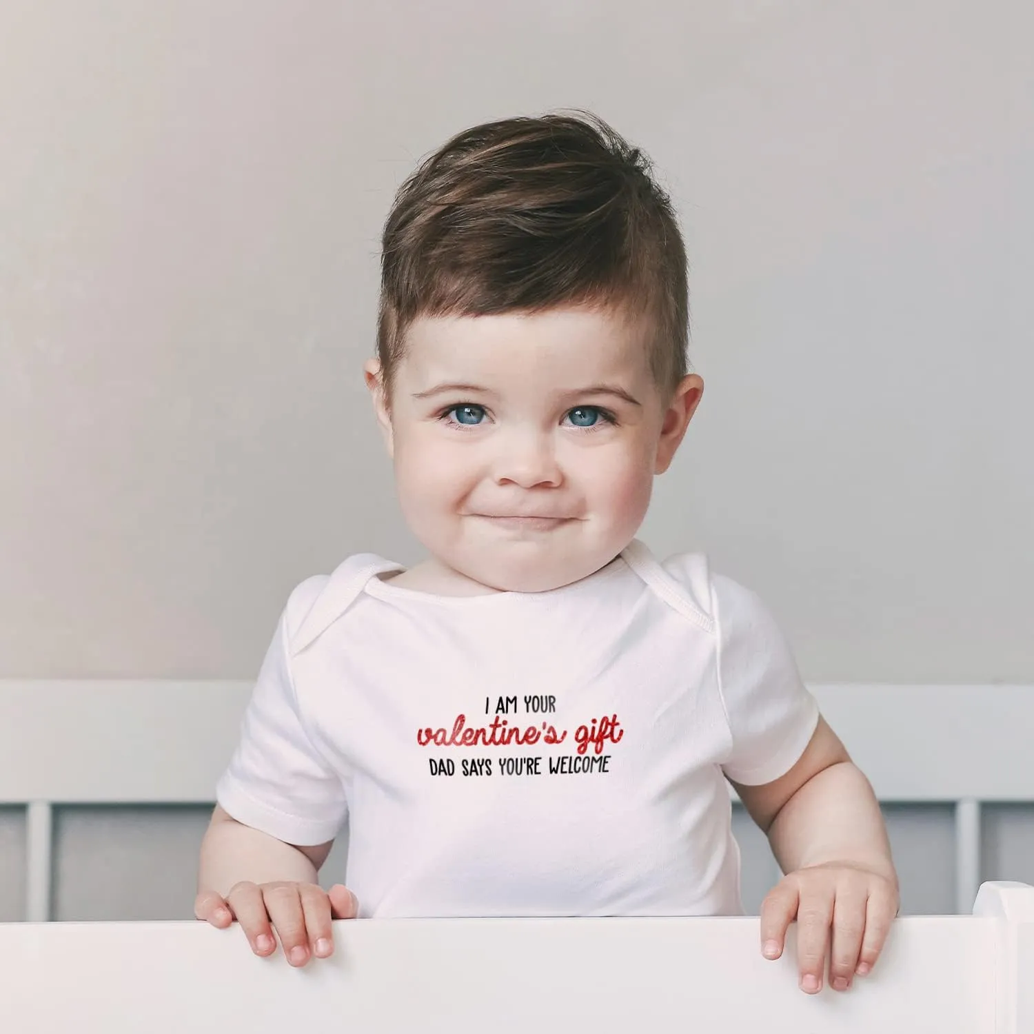 Printique Organic GOTS Certified Baby Onesie Unisex Bodysuit 0-18 months - Funny Valentine's Day