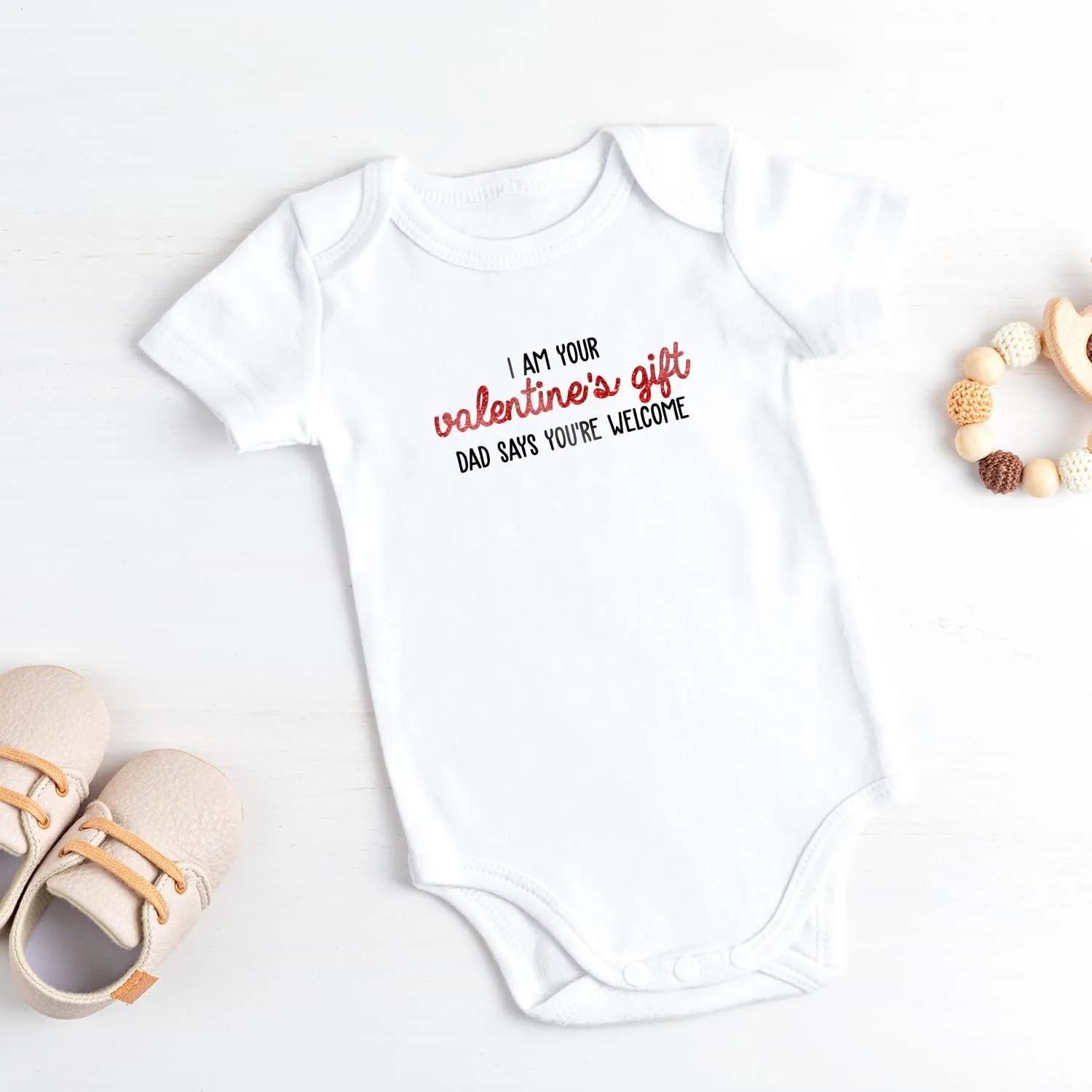 Printique Organic GOTS Certified Baby Onesie Unisex Bodysuit 0-18 months - Funny Valentine's Day