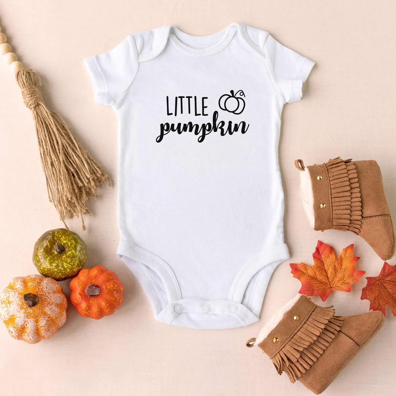 Printique Organic GOTS Certified Baby Onesie Unisex Bodysuit 0-18 months - Halloween Autumn Season