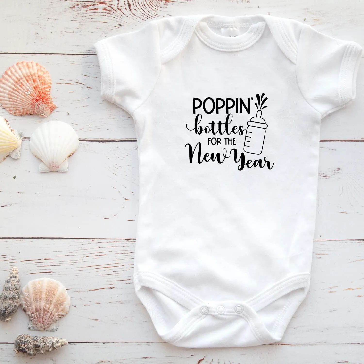 Printique Organic GOTS Certified Baby Onesie Unisex Bodysuit 0-18 months - New Year's Eve