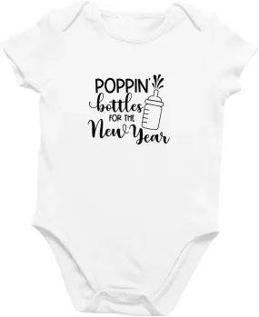 Printique Organic GOTS Certified Baby Onesie Unisex Bodysuit 0-18 months - New Year's Eve