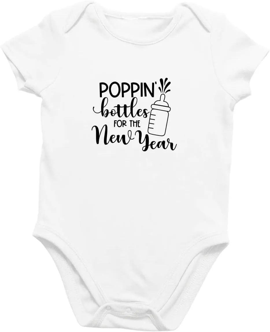 Printique Organic GOTS Certified Baby Onesie Unisex Bodysuit 0-18 months - New Year's Eve