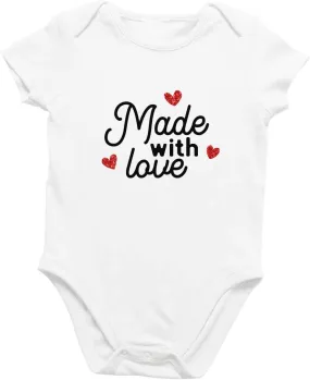 Printique Organic GOTS Certified Baby Onesie Unisex Bodysuit 0-18 months - Valentine's Day