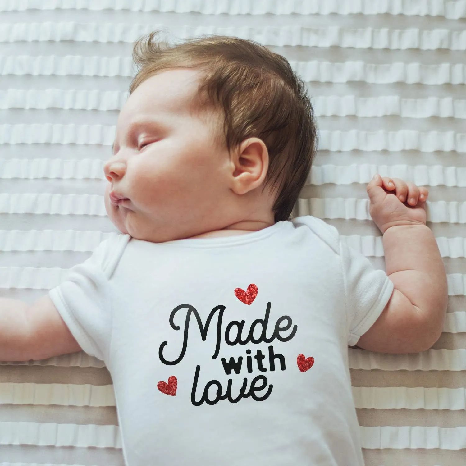 Printique Organic GOTS Certified Baby Onesie Unisex Bodysuit 0-18 months - Valentine's Day