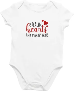 Printique Organic GOTS Certified Baby Onesie Unisex Bodysuit 0-18 months - Valentine's Day