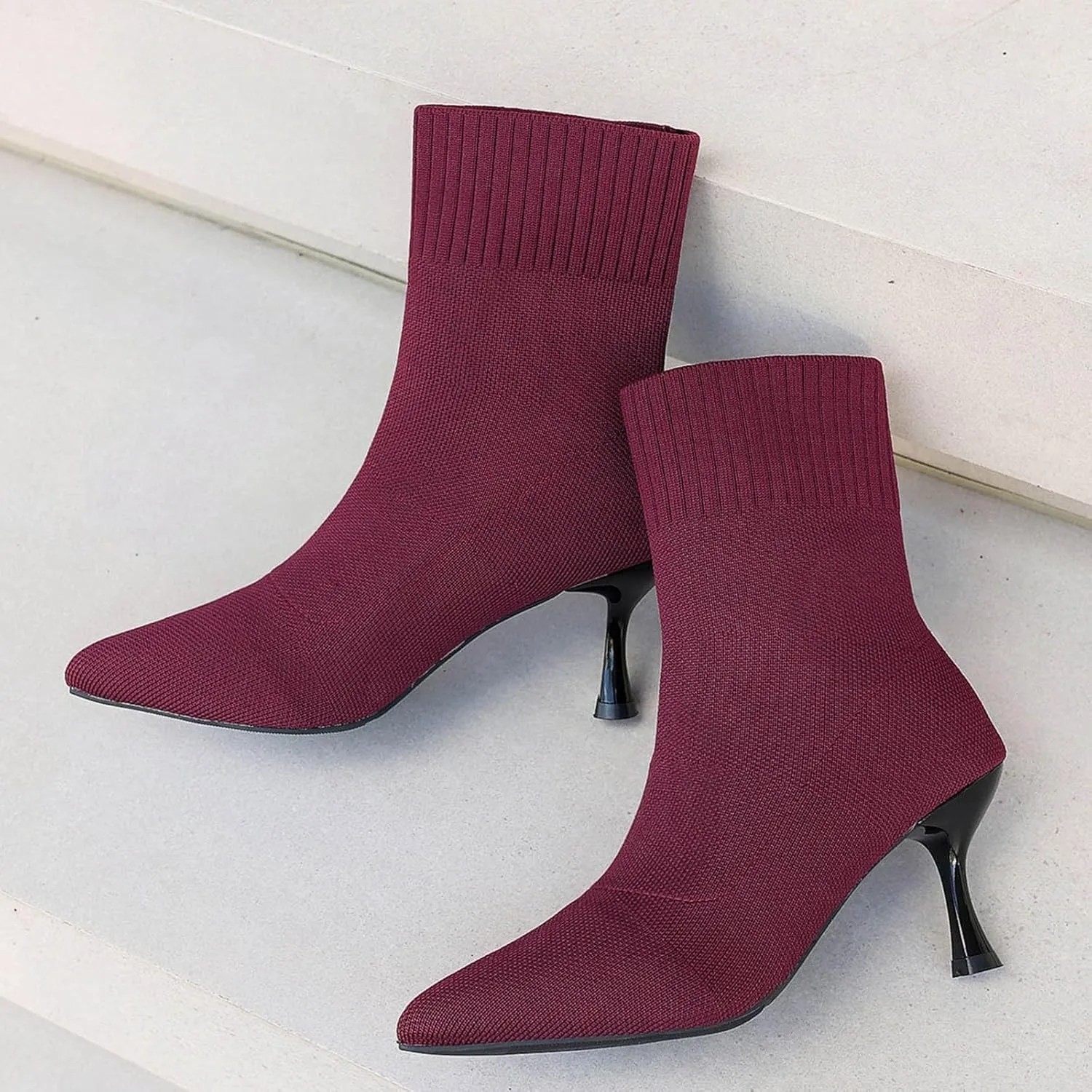 Pumps Shoes Dressy Fashion Comfortable Women's Fashion Stiletto Sock Covers Knitted Breathable Pointed Toe Casual