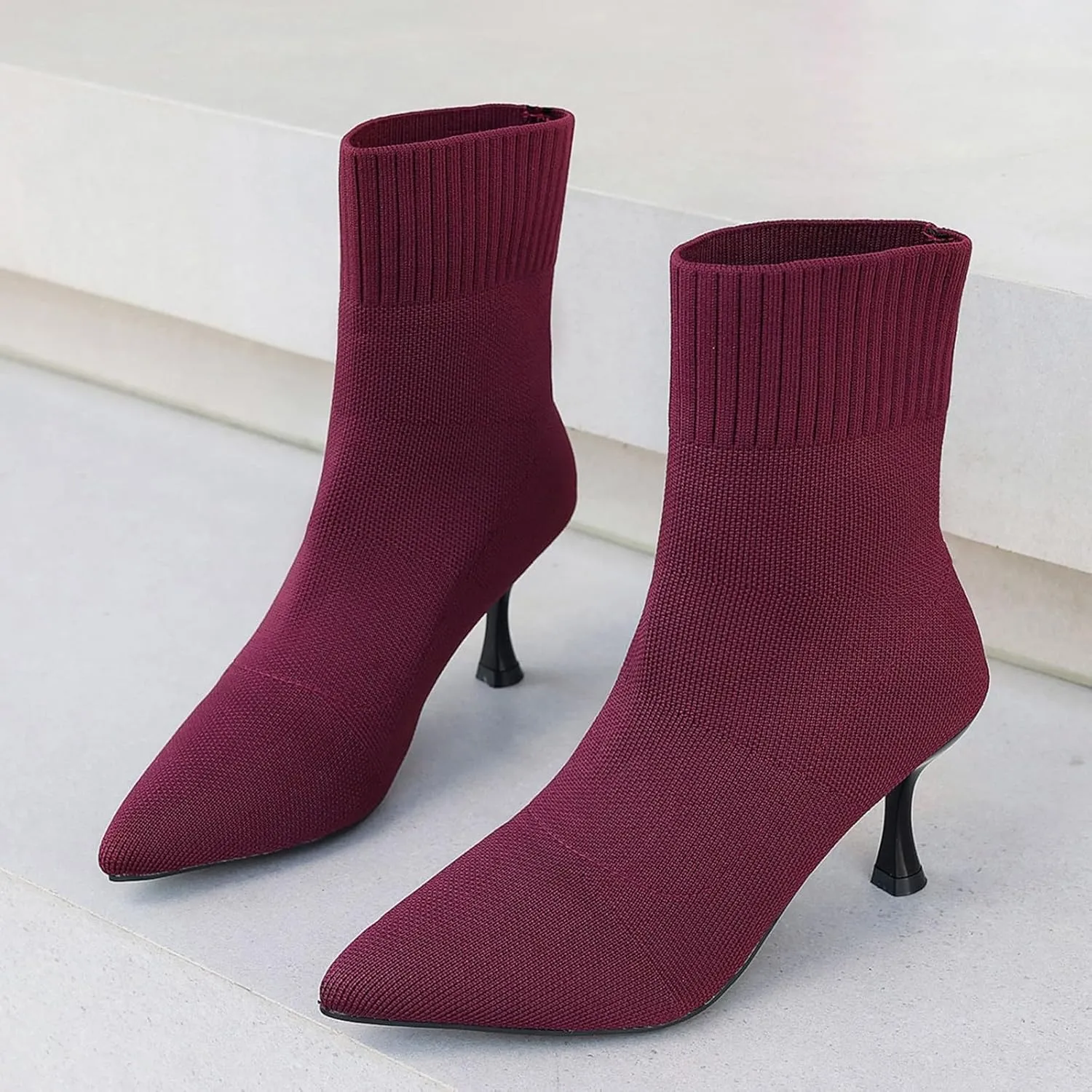 Pumps Shoes Dressy Fashion Comfortable Women's Fashion Stiletto Sock Covers Knitted Breathable Pointed Toe Casual