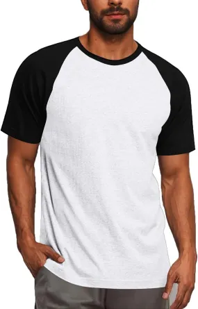 Raglan Shirt Men Short Sleeve Stylish Casual Crewneck T-Shirts Summer Fashion Workout Athletic Fitness Tee Shirts