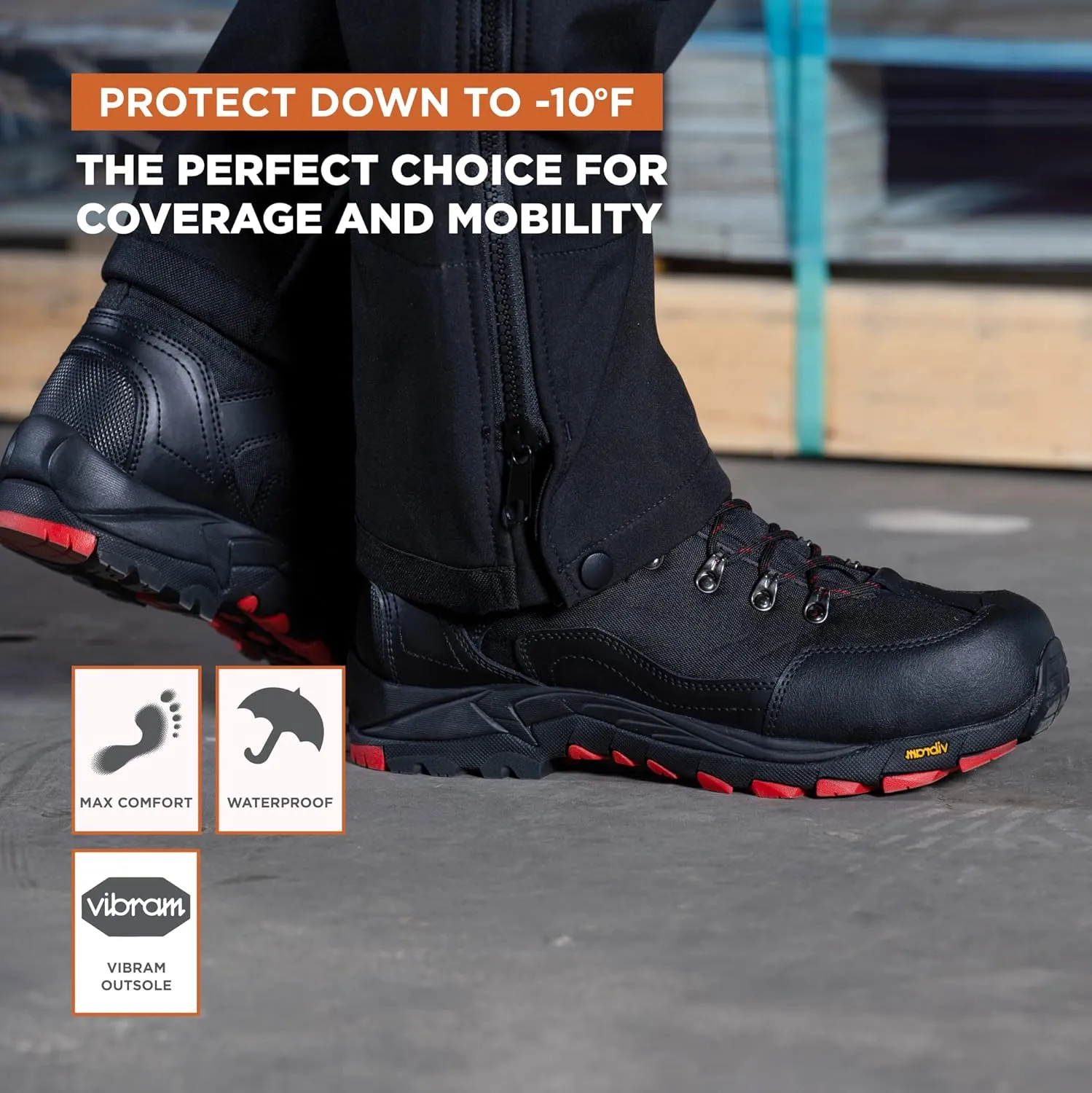 RefrigiWear Mens Black Widow Lightweight Waterproof Leather Work Boot