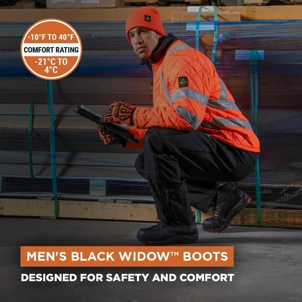 RefrigiWear Mens Black Widow Lightweight Waterproof Leather Work Boot