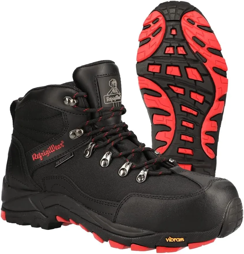 RefrigiWear Mens Black Widow Lightweight Waterproof Leather Work Boot