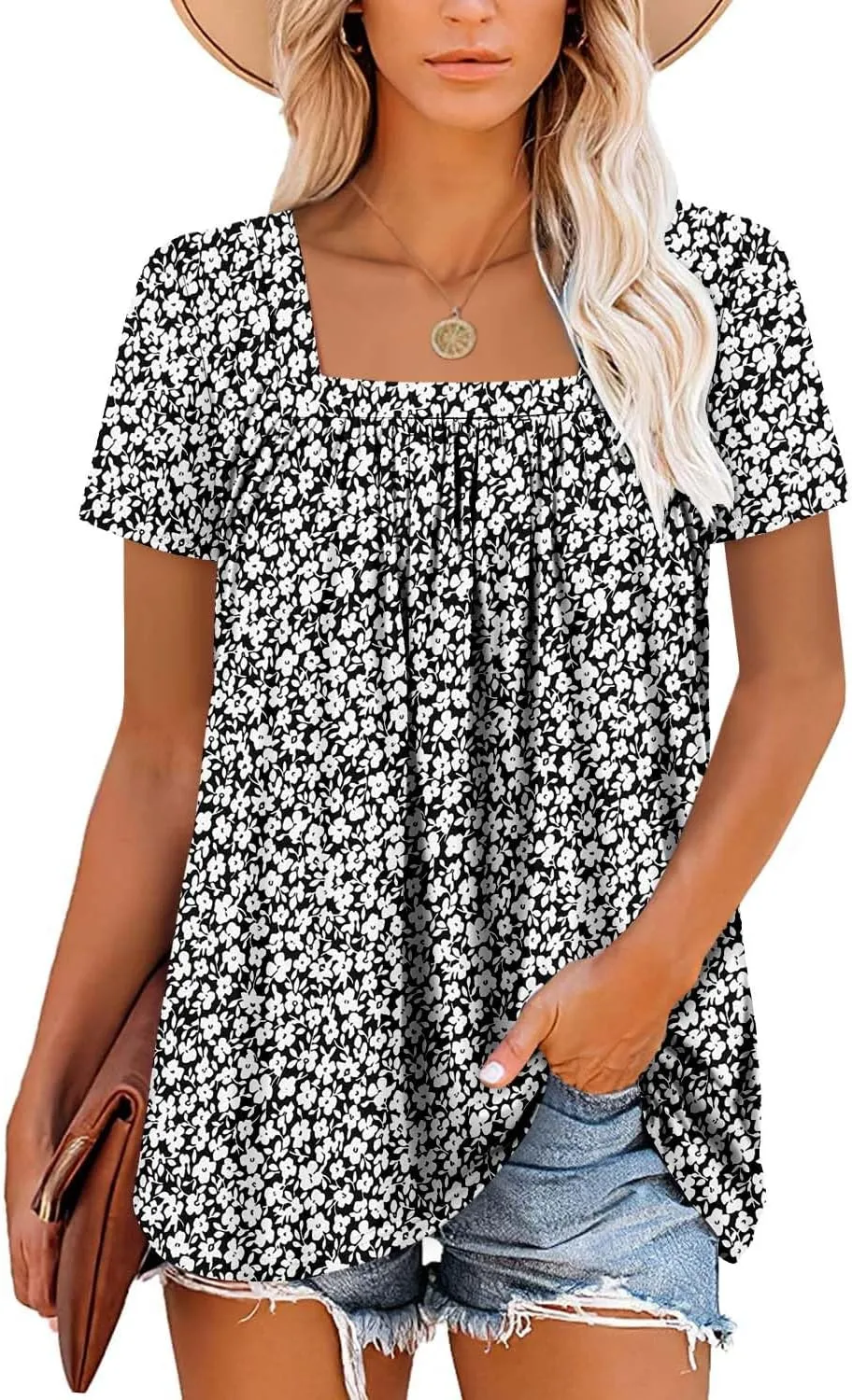 ROSELINLIN Womens Short Sleeve Shirts to Wear with Leggings Summer Sleeveless Shirts Tank Tops