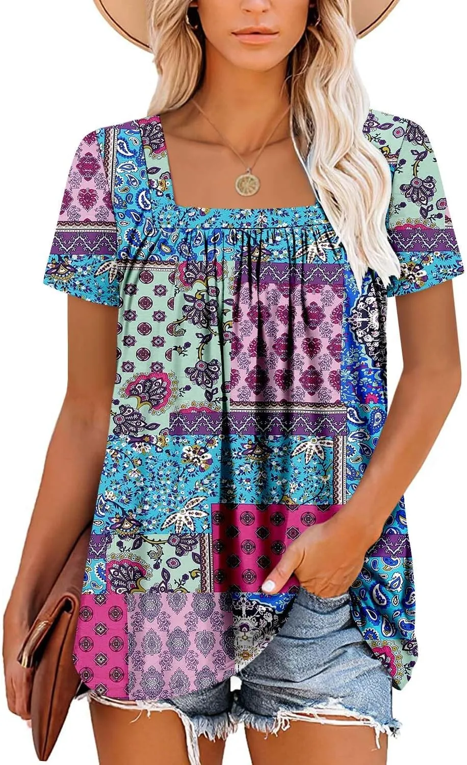 ROSELINLIN Womens Short Sleeve Shirts to Wear with Leggings Summer Sleeveless Shirts Tank Tops