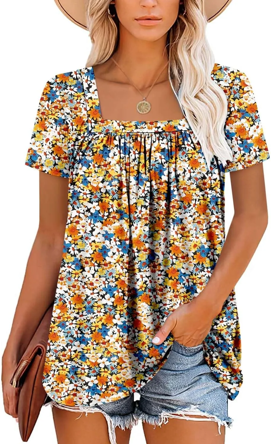 ROSELINLIN Womens Short Sleeve Shirts to Wear with Leggings Summer Sleeveless Shirts Tank Tops