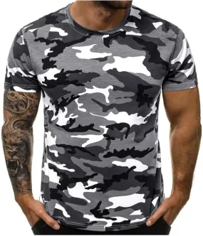 RTRDE Men's Casual T Shirts for Man Camouflage T-Shirt Sports Fitness Short Sleeve Military Camo Crewneck Shirts, XL-5XL