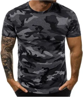 RTRDE Men's Casual T Shirts for Man Camouflage T-Shirt Sports Fitness Short Sleeve Military Camo Crewneck Shirts, XL-5XL