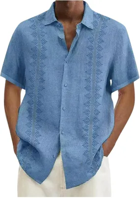 RTRDE Men's Tshirts Shirts Casual Lapel Beach Holiday Wear Fashion Shirt Hawaiian Short-Sleeved Shirts
