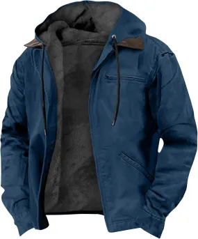 RTRDE Mens Winter Jacket Zip Up Sweatshirts Fleece Jackets Thick Sherpa Lined Hoodie Coats Outwear Jacket, S-8XL