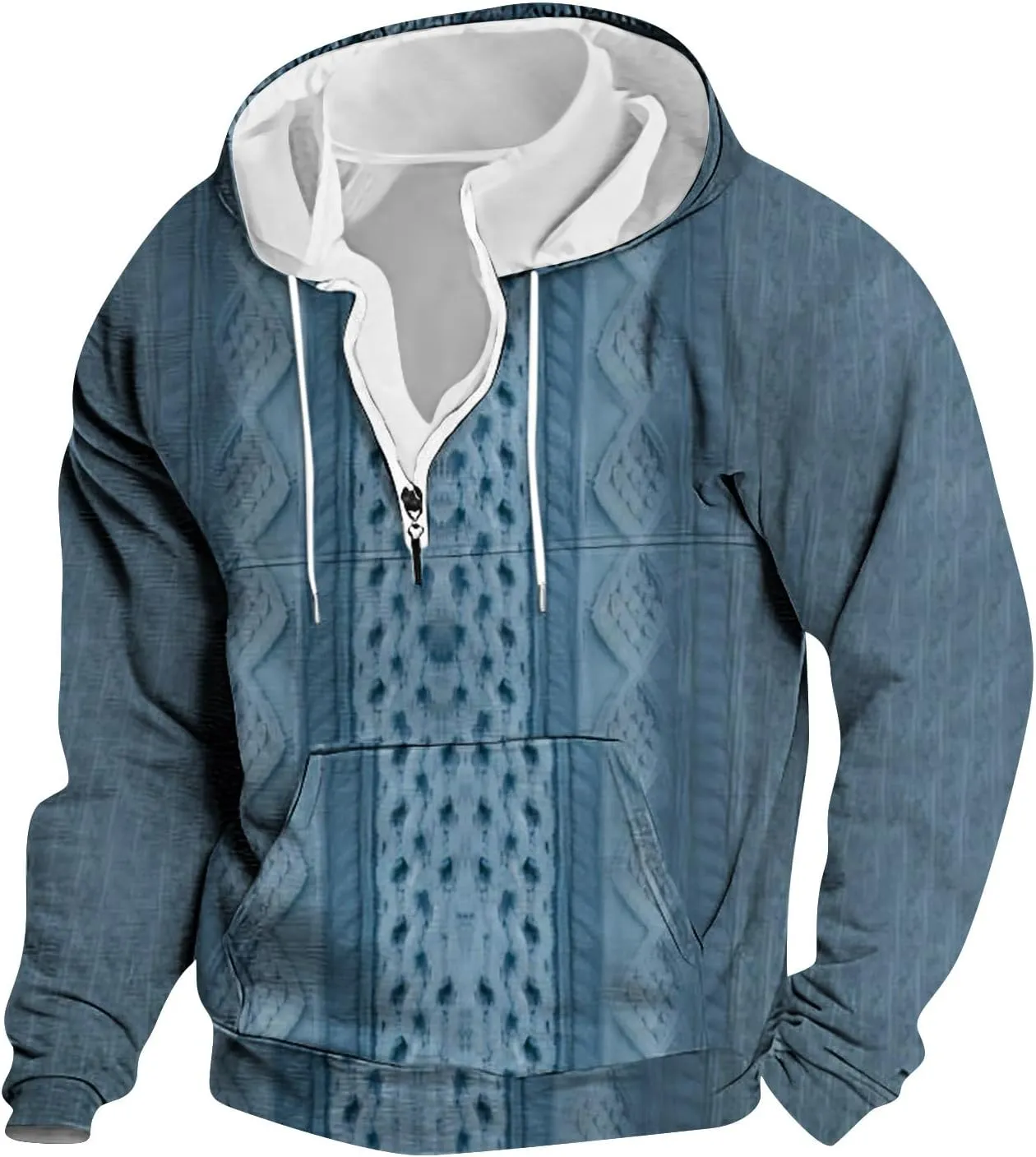 RTTUIOP Men'S Fashion Hoodies & Sweatshirts Knit Work Sweatshirt Quarter Zip Pullover Long Sleeve Sweater Hoodie With Pockets