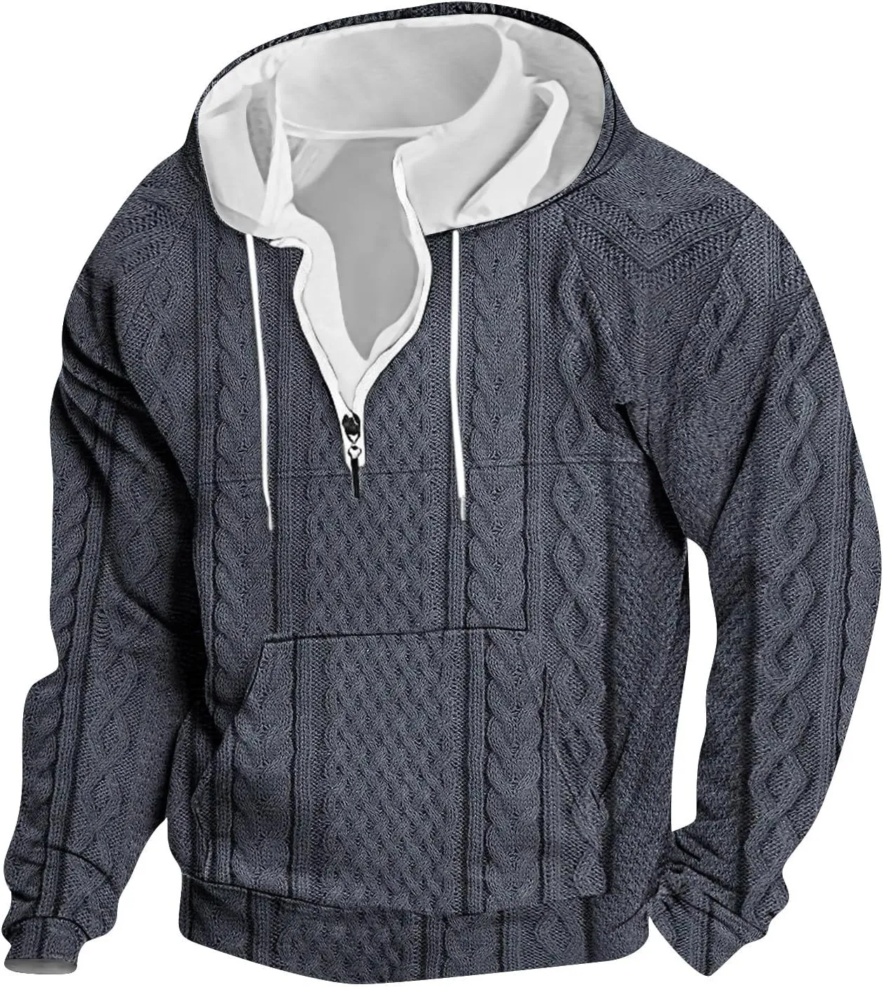 RTTUIOP Men'S Fashion Hoodies & Sweatshirts Knit Work Sweatshirt Quarter Zip Pullover Long Sleeve Sweater Hoodie With Pockets