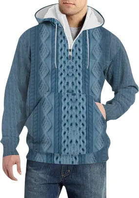 RTTUIOP Men'S Fashion Hoodies & Sweatshirts Knit Work Sweatshirt Quarter Zip Pullover Long Sleeve Sweater Hoodie With Pockets