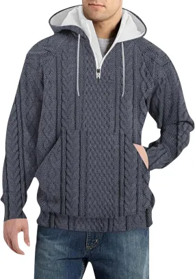 RTTUIOP Men'S Fashion Hoodies & Sweatshirts Knit Work Sweatshirt Quarter Zip Pullover Long Sleeve Sweater Hoodie With Pockets