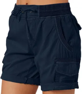 Rvidbe Women's Bermuda Cargo Shorts Casual Cotton Butt Lift Summer Drawstring Multi-Pockets Hiking Travel Shorts for Women Workout Shorts Womens Womens Biker Shorts High Waisted