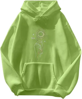 Rvidbe Women's Hoodies Long Sleeve Pullover Drawstring Sweatshirt Hoodies with Pocket Cute Hoodies for Women Zip Up Trendy Hoodies for Women