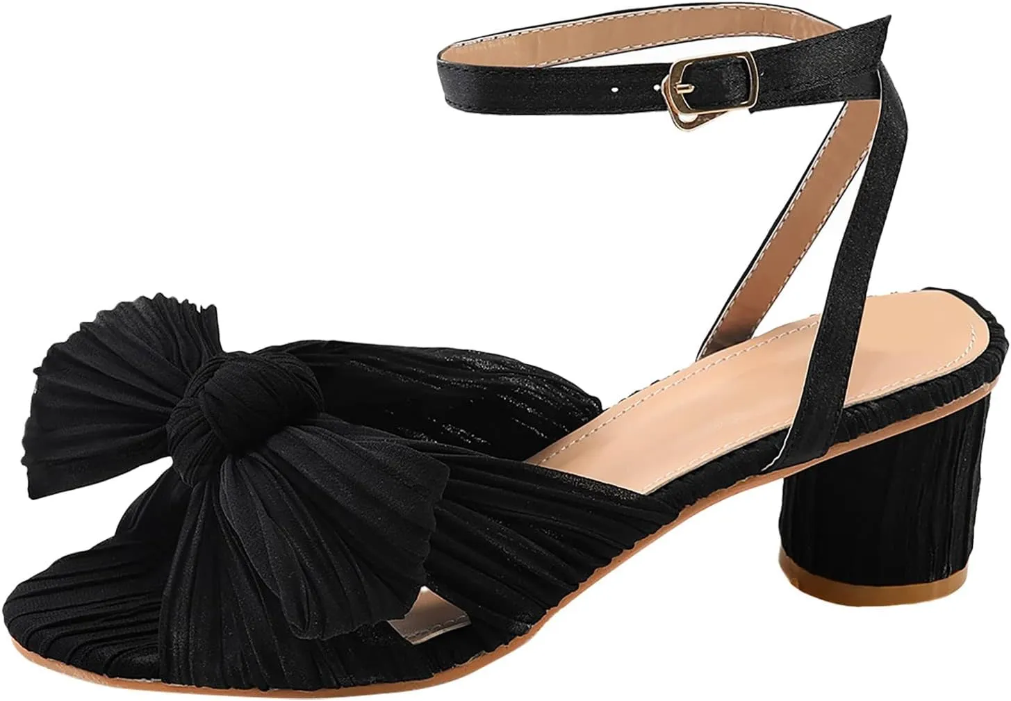 Sandal Heels Women's Chunky Low Heels Open Toe Sandals Black Heals Open Toe Ankle Strap Stylish Heeled Sandals