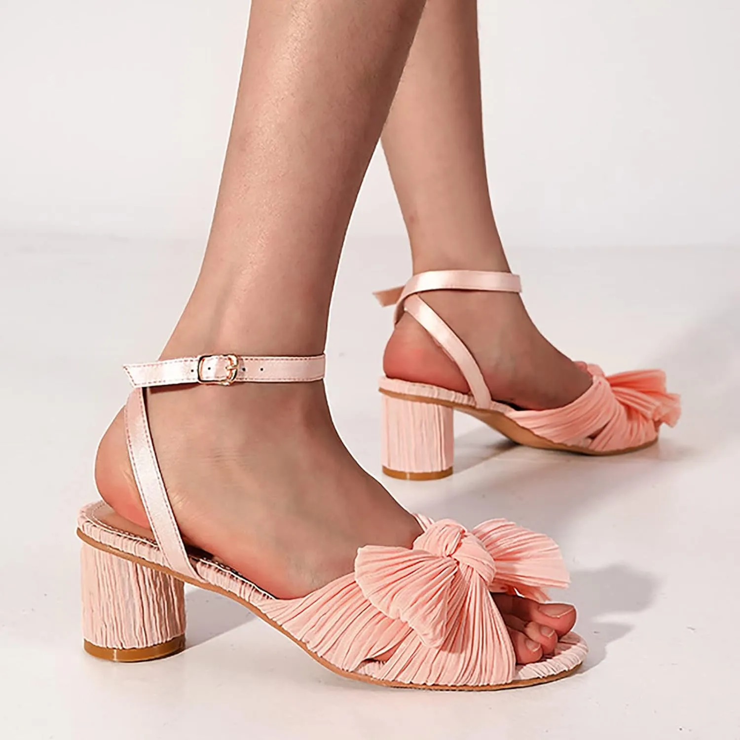 Sandal Heels Women's Chunky Low Heels Open Toe Sandals Black Heals Open Toe Ankle Strap Stylish Heeled Sandals