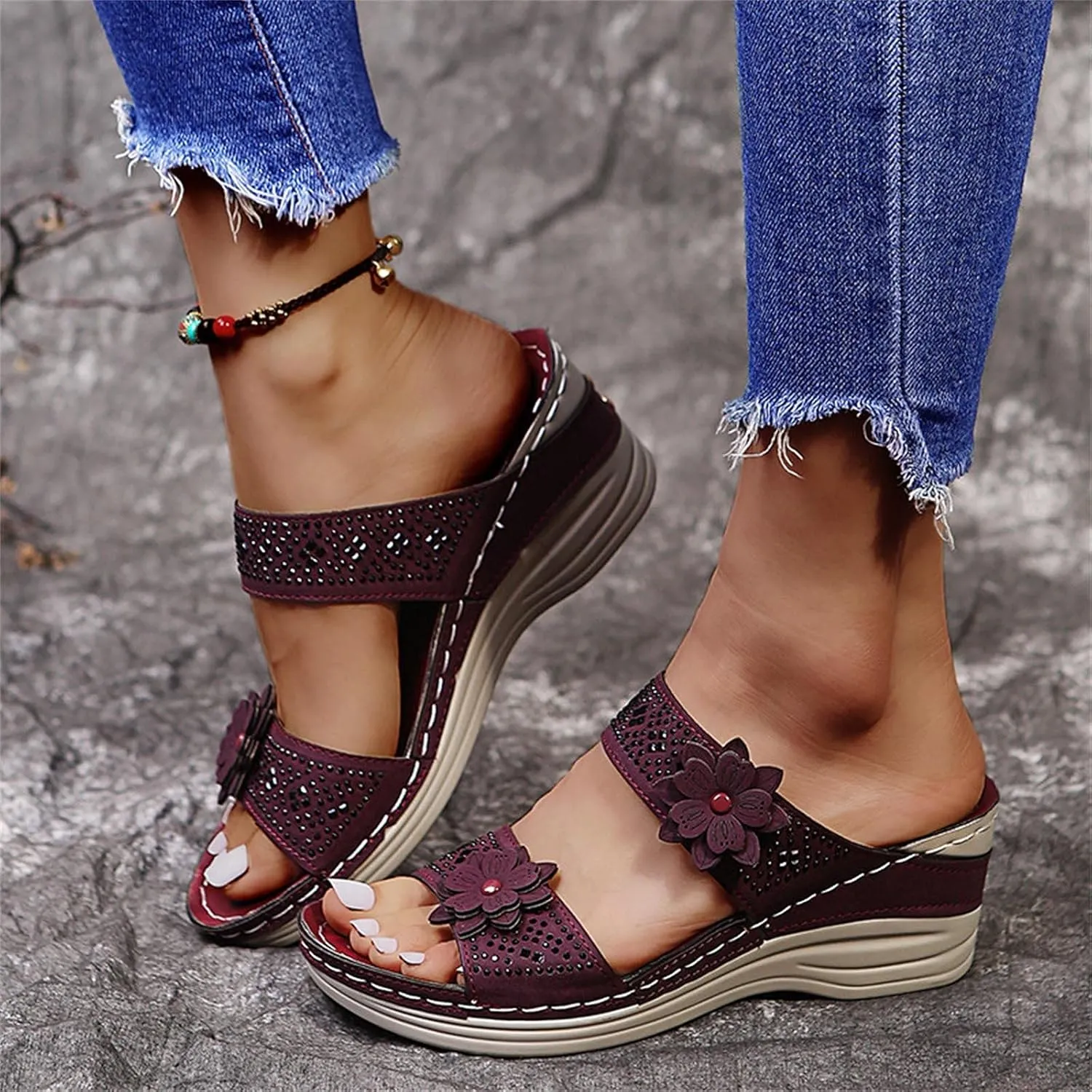Sandals for Women Dressy, Sandal Womens Platform Wedge Sandals Open Toe Buckle Ankle Strap Sandals Elegant Shoes