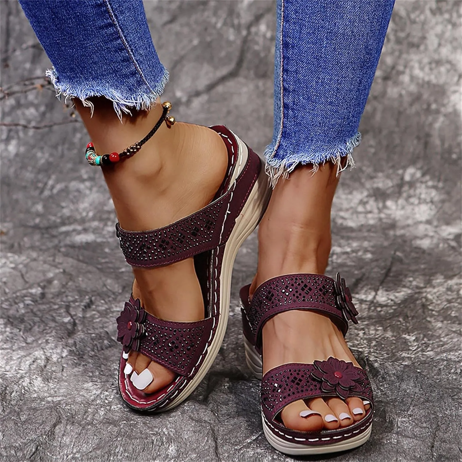 Sandals for Women Dressy, Sandal Womens Platform Wedge Sandals Open Toe Buckle Ankle Strap Sandals Elegant Shoes