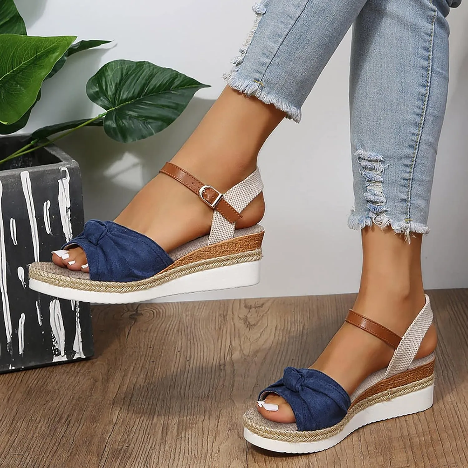 Sandals for Women Dressy,Sandals For Womens Casual Open Toe Strappy Wedge Sandals Summer Dressy Beach Womens Sandals