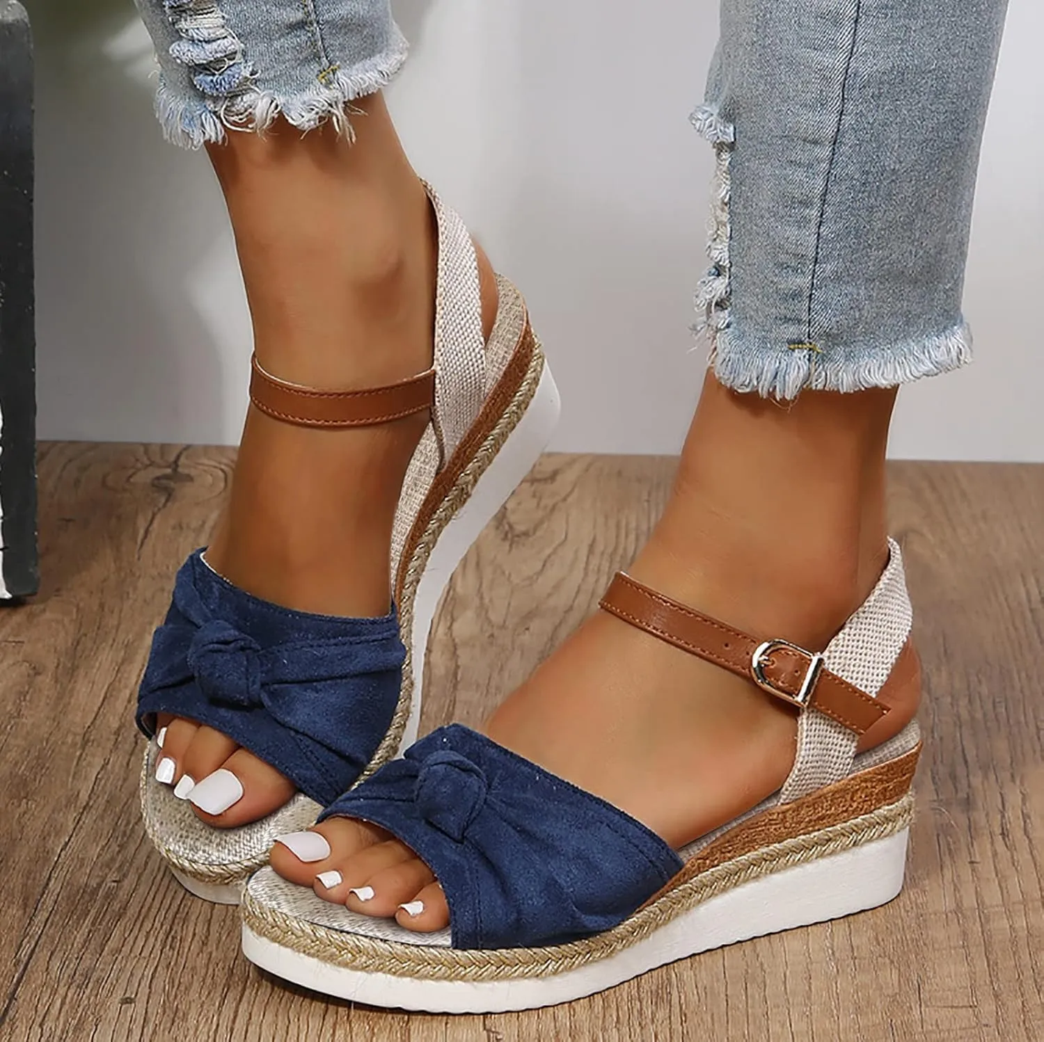 Sandals for Women Dressy,Sandals For Womens Casual Open Toe Strappy Wedge Sandals Summer Dressy Beach Womens Sandals