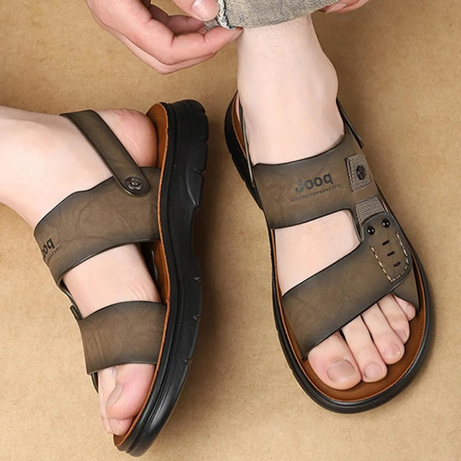 Sandals Mens W Men's Thick Soled Wedge Shoes Fashionable And Casual Outdoor Wear Adjustable New Leather Sandal Mens